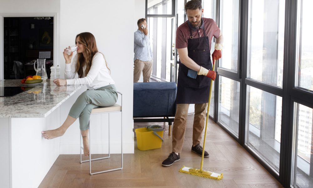 man-servant-cleaning-house