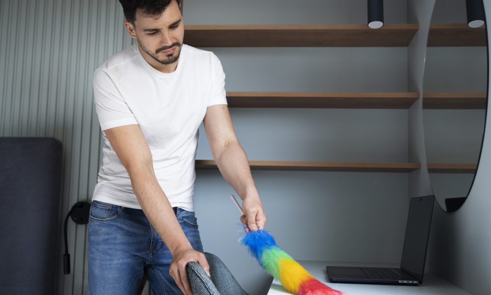 man-servant-doing-chores-around-house