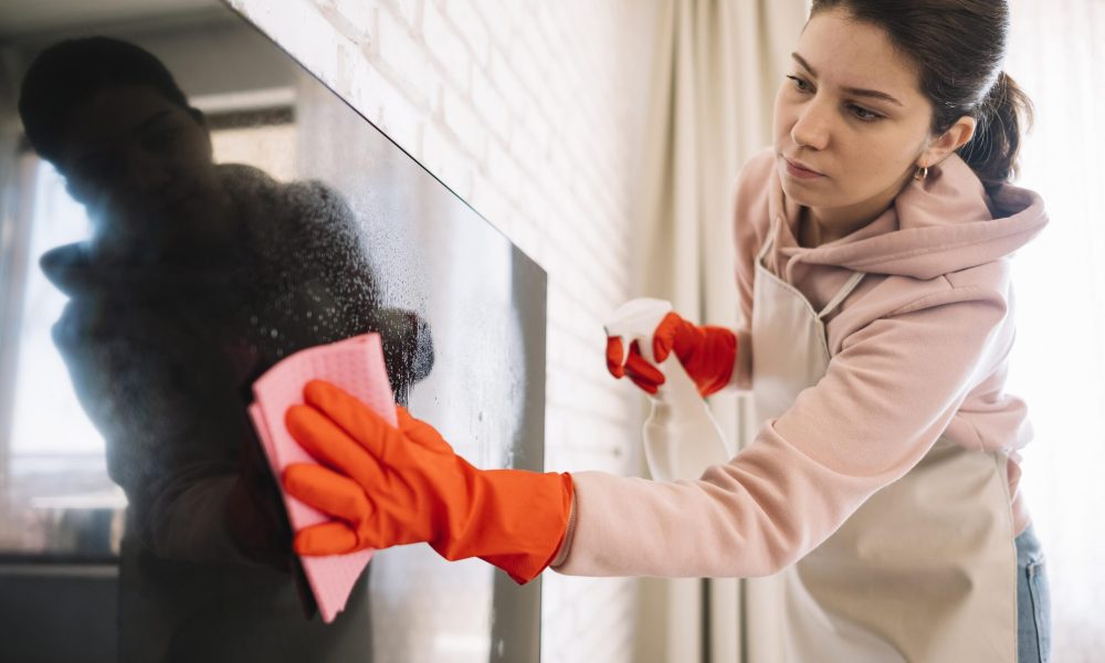 woman-cleaning-tv